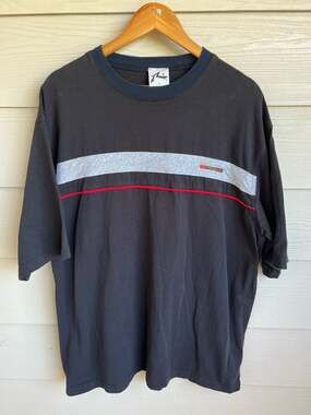 Vintage Rusty Black Striped Logo Tee